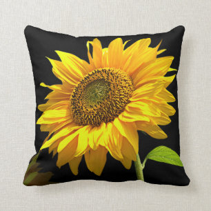 Coussin Tournesol lumineux sur l'arrière - plan noir
