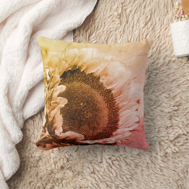 Coussin Tournesol Noir Et Blanc Perdu Vintage (Couverture)