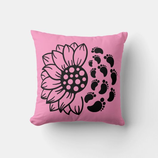 Coussin Tournesol & Pieds de Bébé (Recto)