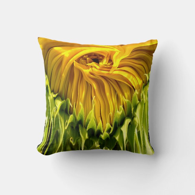 Coussin Tournesol rétro funky abstrait, géométrie effrayan (Recto)