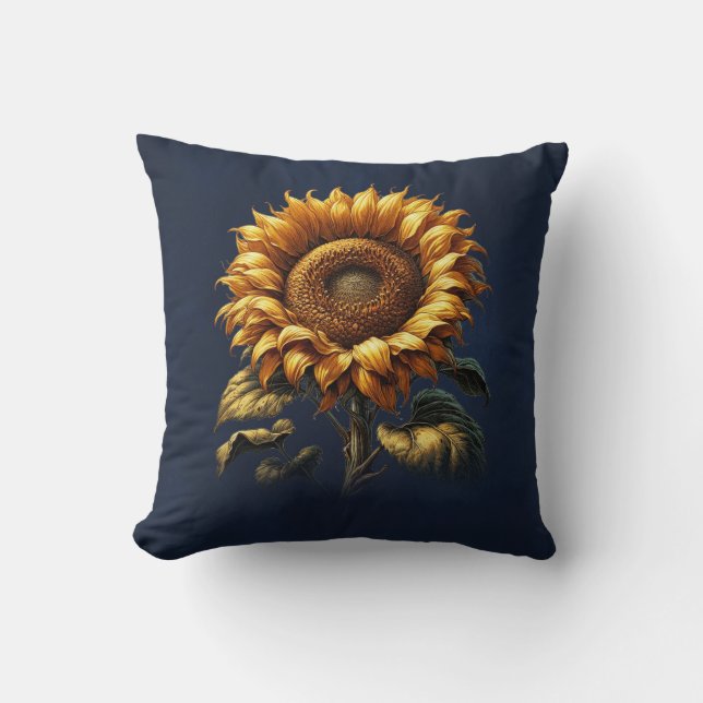 Coussin Tournesol Rustique Bleu (Recto)
