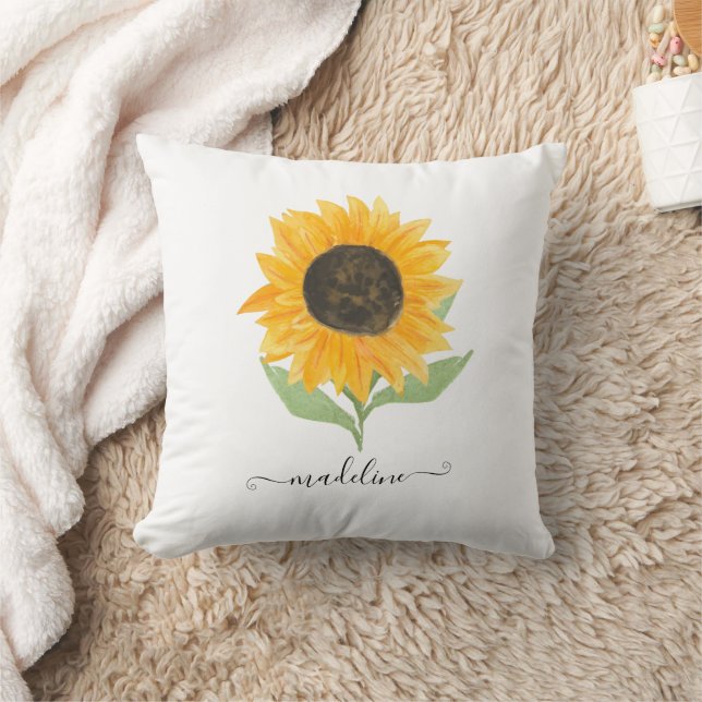 Coussin Tournesol rustique écriture nom personnalisé (Couverture)