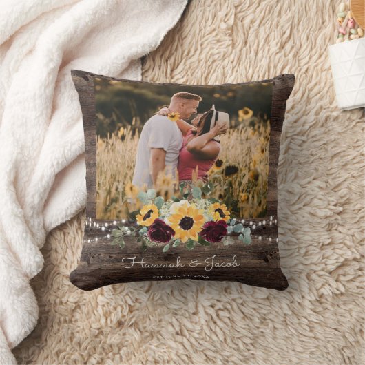 Coussin Tournesol Rustique Mariage Couple photo Fleece Bla (Couverture)