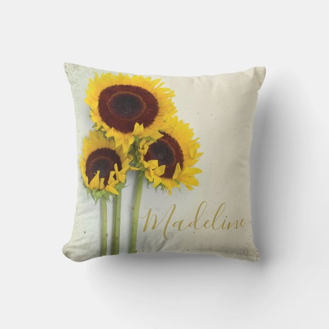 Coussin Tournesol Rustique Or moderne Jaune (Recto)