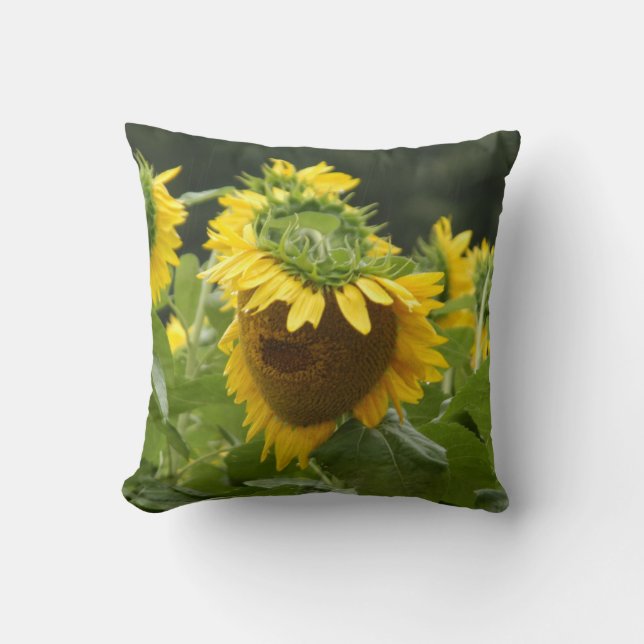 Coussin Tournesol sous la pluie (Recto)