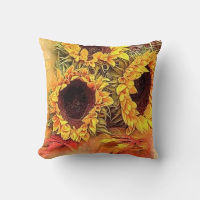 Coussin "Tournesol Trio Fleurs d'automne" Automne (Recto)