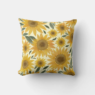 Coussin Tournesols à l'aquarelle