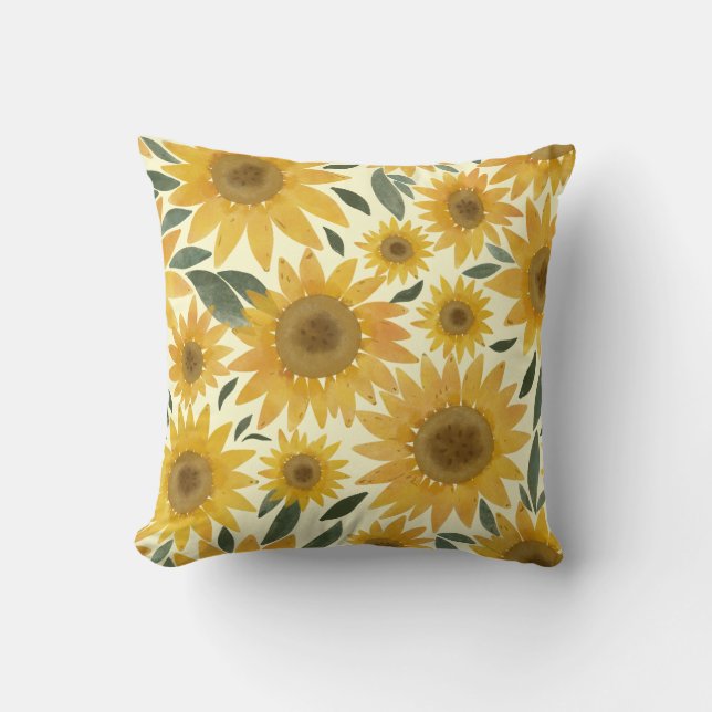 Coussin Tournesols à l'aquarelle (Recto)