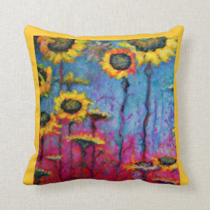 Coussin Tournesols dans le domaine rouge par Sharles
