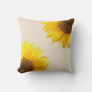 Coussin Tournesols élégants sur beige champagne
