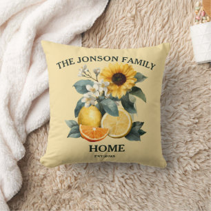 Coussin Tournesols et agrumes