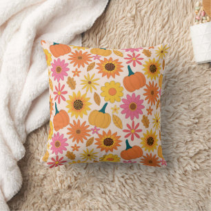 Coussin Tournesols et Citrouille Motif d'automne