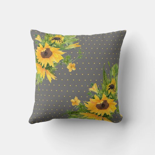 Coussin Tournesols monogrammes Décor gris jaune (Verso)