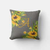 Coussin Tournesols monogrammes Décor gris jaune (Recto)