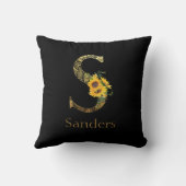 Coussin Tournesols S Lettre Noir et Or  (Verso)