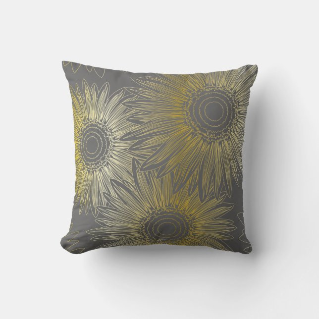 Coussin Tournesols stylisés (Recto)