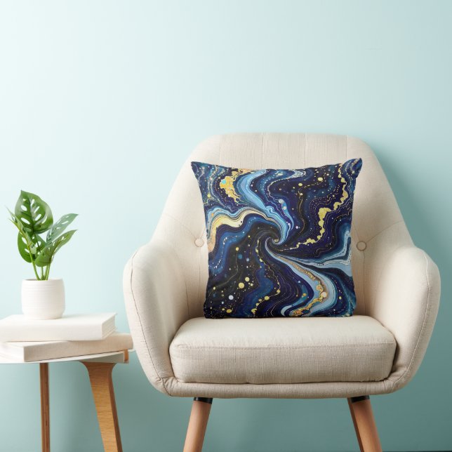 Coussin Tournoyants bleus et dorés 3 (Chaise)