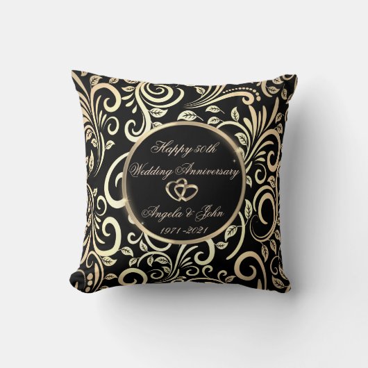 Coussin Tournures dorées, 50e anniversaire de mariage (Recto)