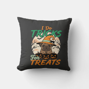 Coussin Tours de magie de Pug Halloween pour sorcière de f