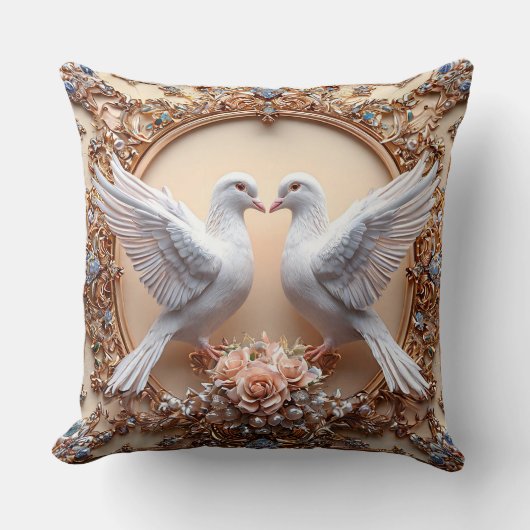 Coussin Tourterelles de mariage oiseaux de l'amour romanti (Recto)