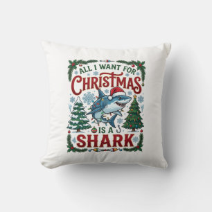 Coussin Tous veulent des arbres de pin de requin de Noël