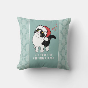 Coussin Tout ce que je veux pour Noël Chat