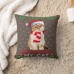 Coussin Tout Ce Que Je Veux Pour Noël Est Mon Chat Vilain