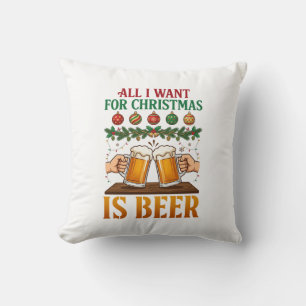 Coussin Tout ce que Noël veut, c'est des mugs pour trinque