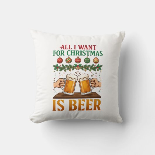 Coussin Tout ce que Noël veut, c'est des mugs pour trinque (Recto)