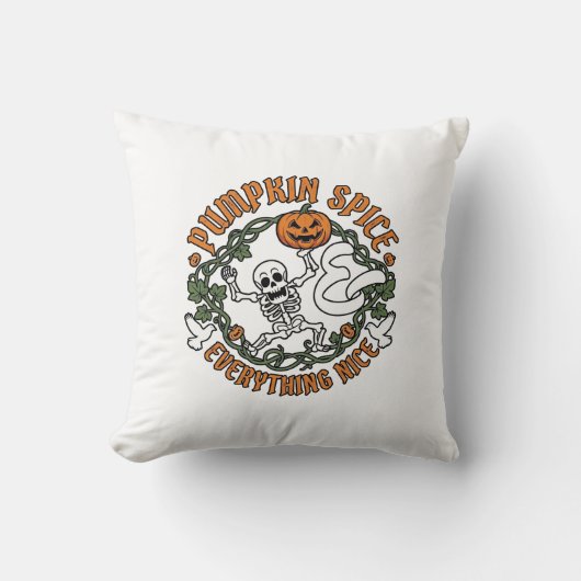 Coussin Tout Citrouille Épice Nice Halloween Squelette V (Recto)