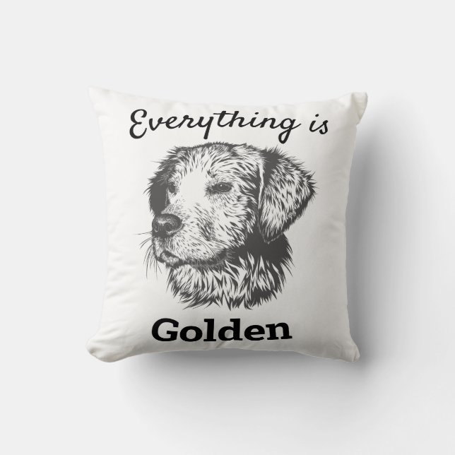 Coussin "tout est doré" chien de recherche doré (Recto)