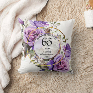 Coussin Tout mariage cadre or rose violet anniversaire
