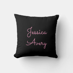 Coussin Tout nom   Script rose modifiable Cool sur noir
