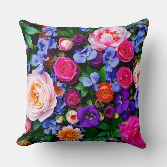 Coussin Tout sur Floral coloré (Recto)