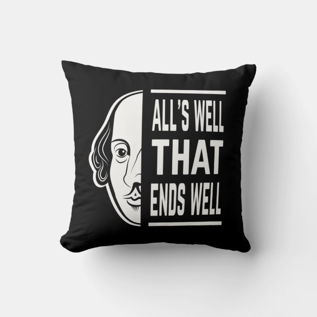 Coussin Tout va bien qui finit bien Shakespeare Citation (Recto)
