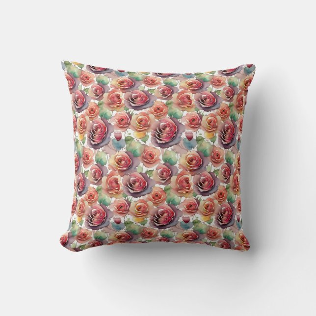 Coussin Toute l'aquarelle rose (Recto)