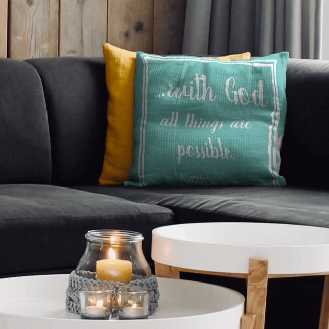Coussin Toutes Les Choses Sont Possibles Inspirationnel Bl (With God All Things Are Possible Throw Pillow)