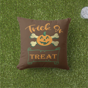 Coussin Tracer ou traiter les os croisés citrouille Hallow