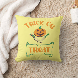 Coussin Tracer ou traiter les os croisés Halloween visage