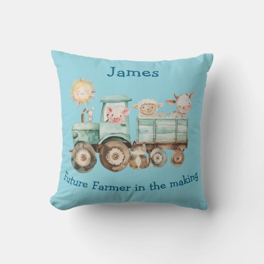 Coussin tracteur adorable avec animal de ferme (Recto)