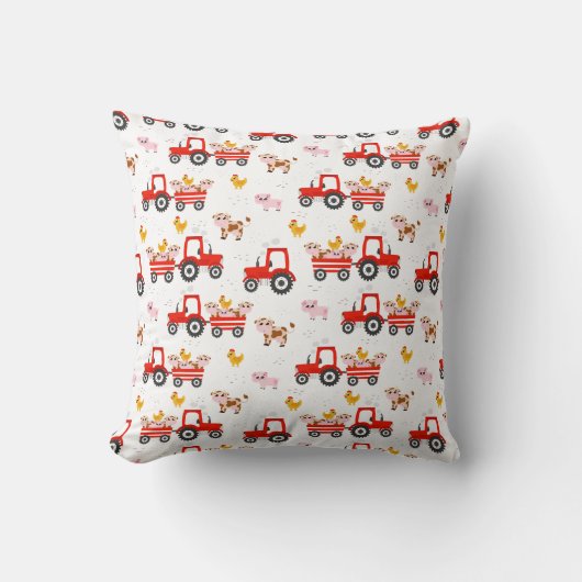 Coussin Tracteur Avec Animaux De Ferme (Recto)