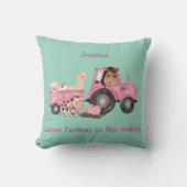 Coussin tracteur rose adorable et remorque avec animaux de (Recto)