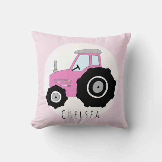 Coussin Tracteur rose Doodle pour bébé avec pépinière (Recto)