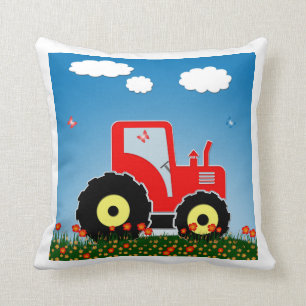 Coussin Tracteur rouge de jouet