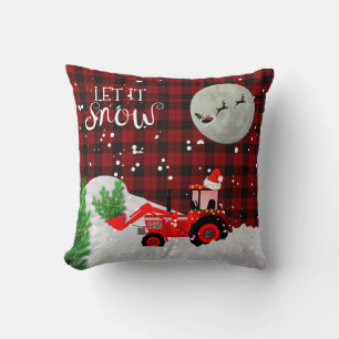 Coussin TRACTEUR ROUGE DE Noël Lumberjack Buffalo Plaid