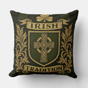 Coussin Tradition irlandaise Broderie celtique Saint-Patri