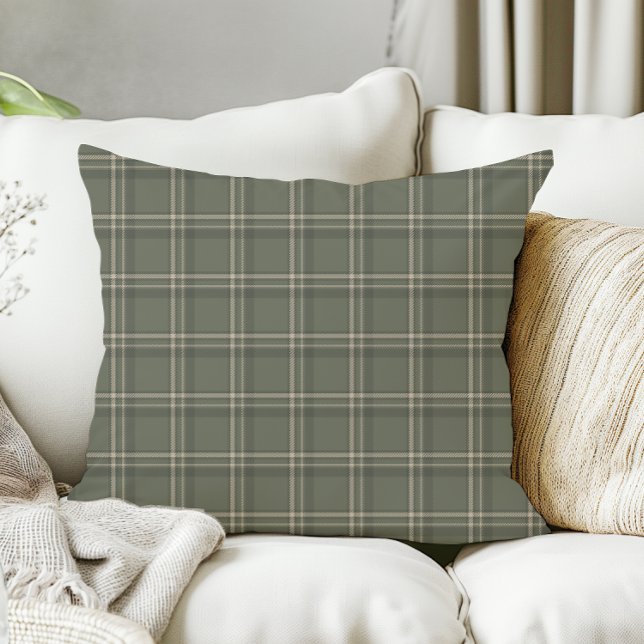 Coussin Traditional Christmas Sage Green Plaid  (Créateur téléchargé)