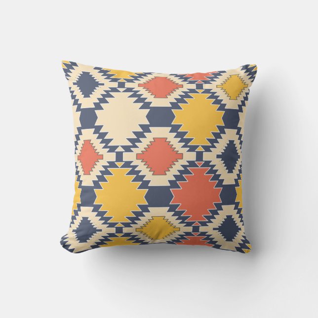 Coussin Traditionnel, ethnique, rustique, géométrique, vin (Recto)