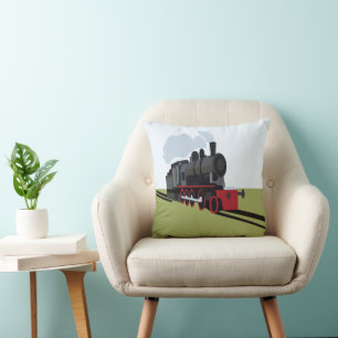 Coussin Train à vapeur sur voie ferrée