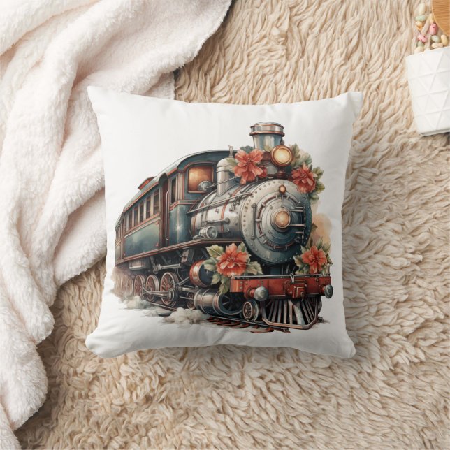 Coussin Train à vapeur vintage Noël traditionnel (Couverture)